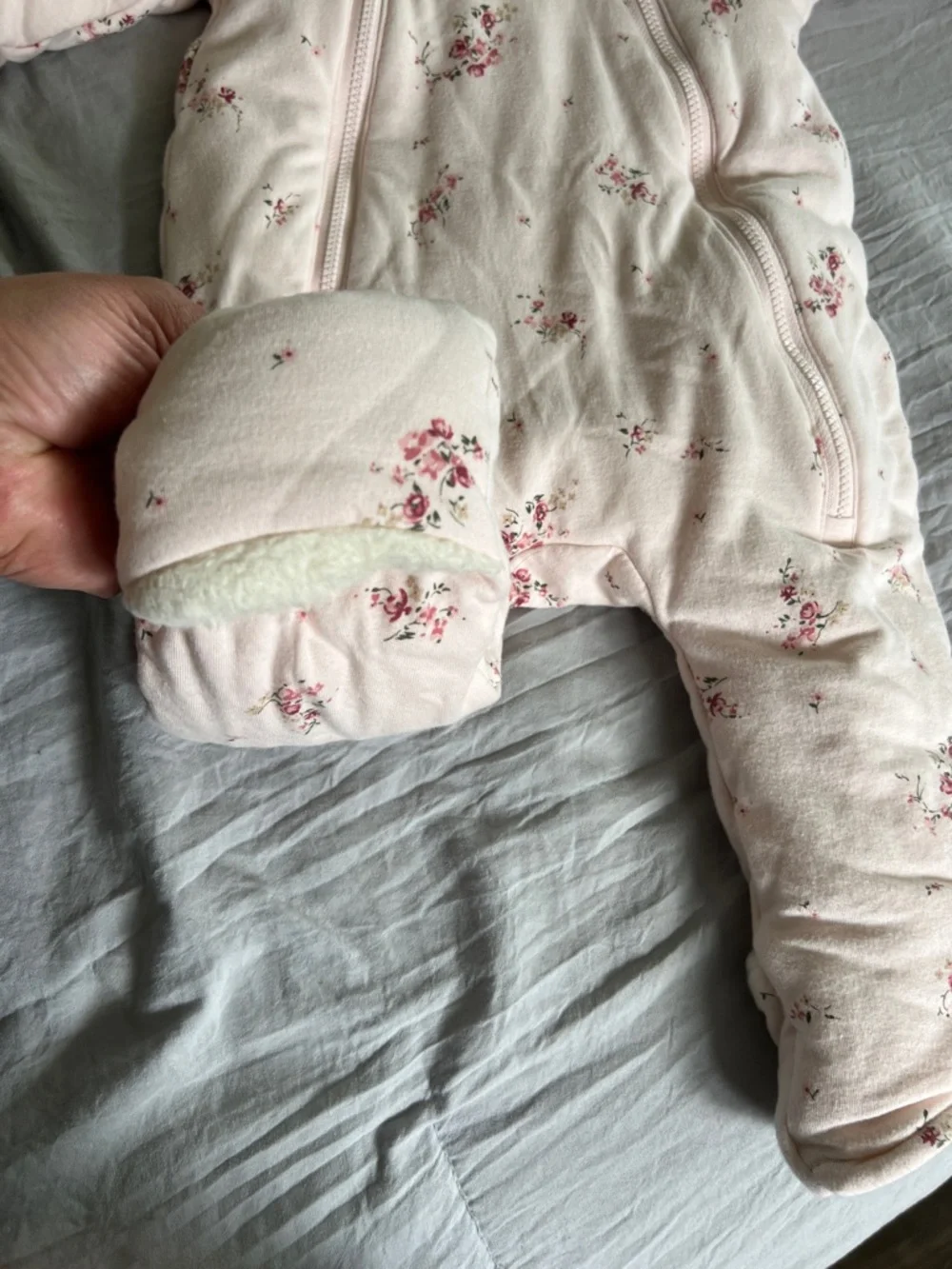 GAP Pink Floral Fleece-Lined One-Piece Footie